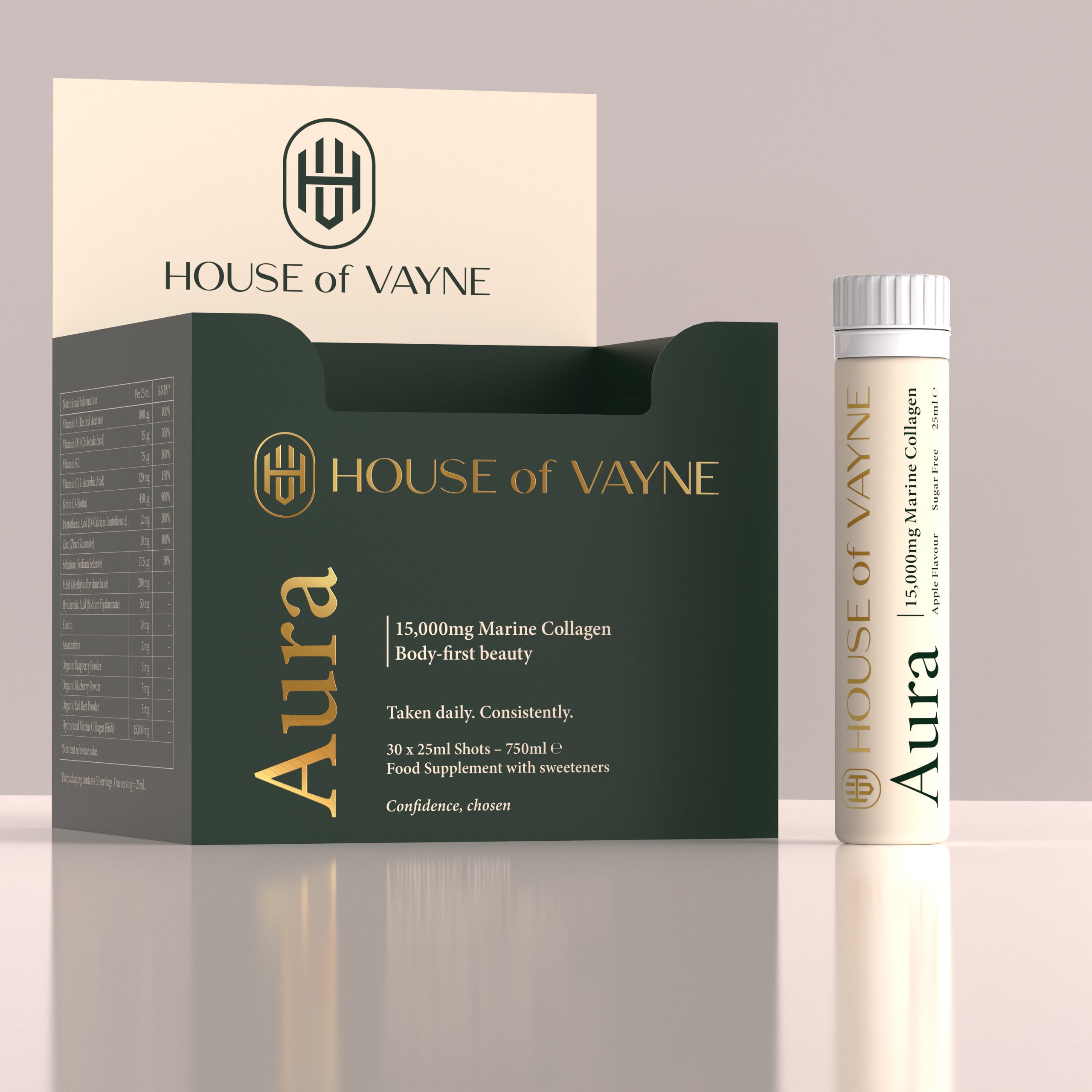 Aura marine collagen box and 25ml shot