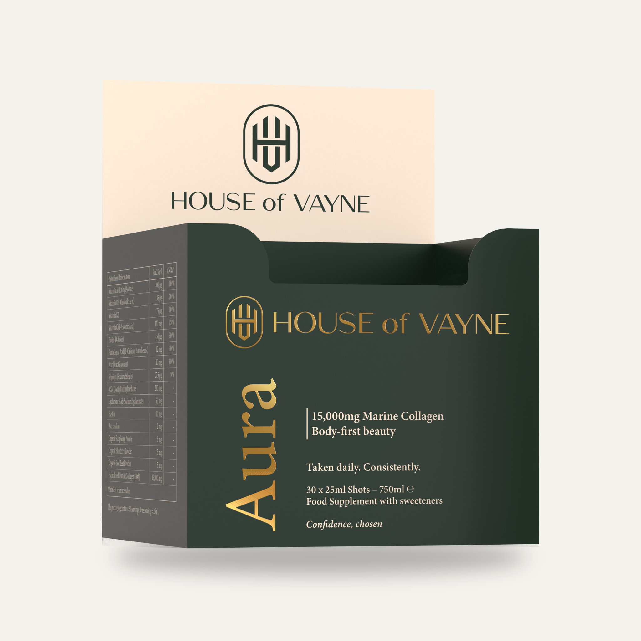 Aura 15,000mg marine collagen box, front